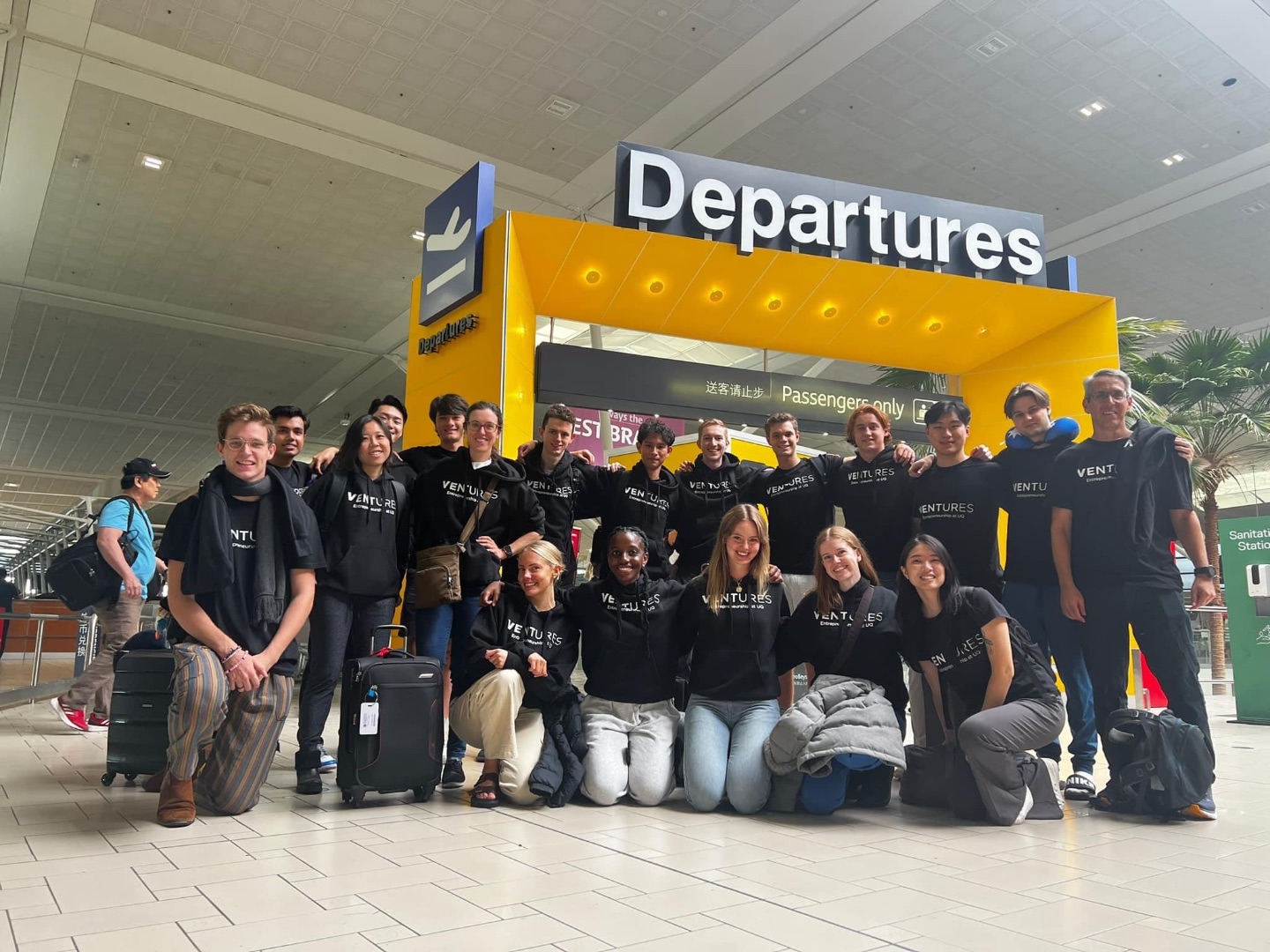uq ventures: squad at Departures, SF-bound