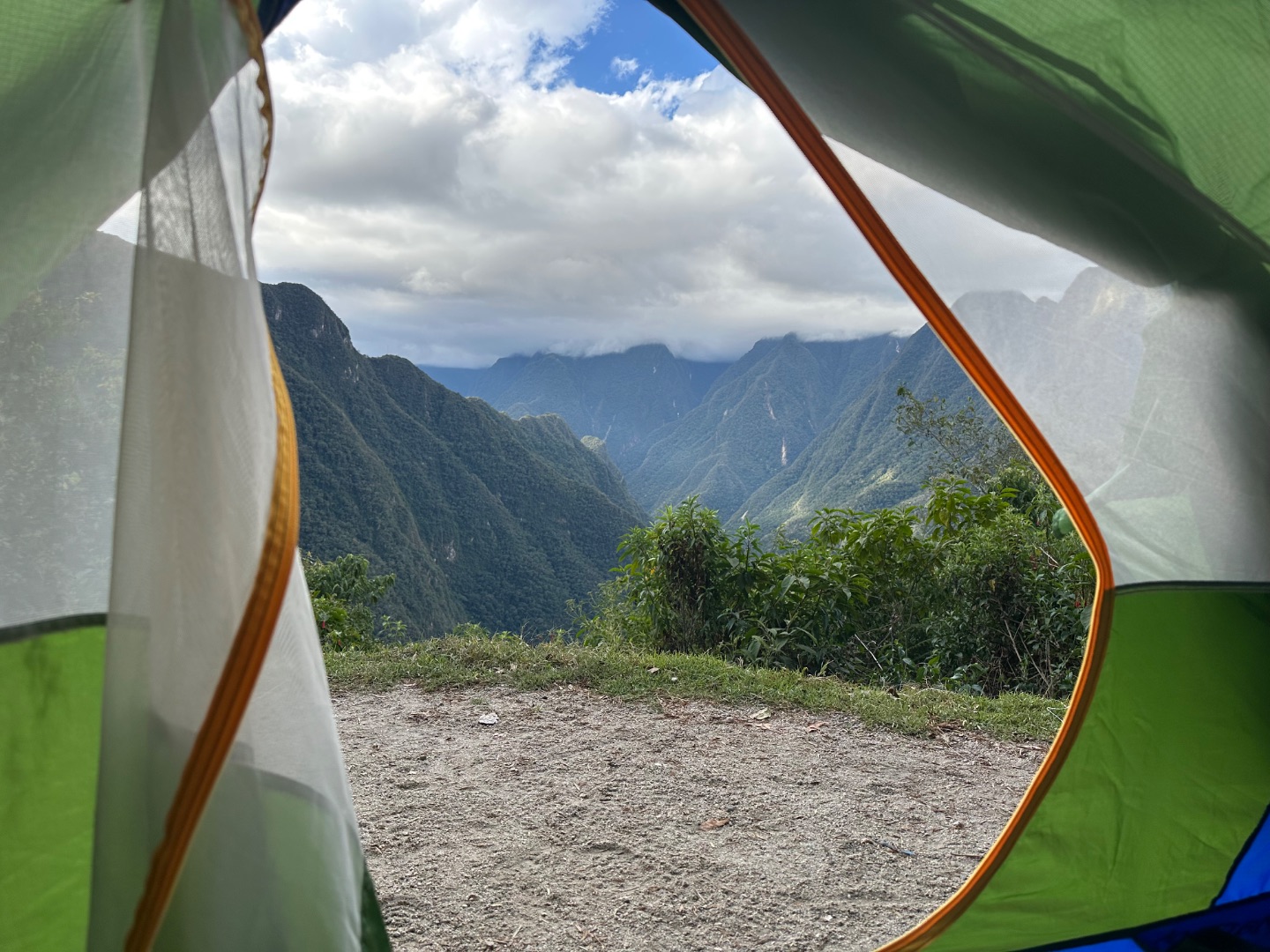 inca trail: morning view from the tent