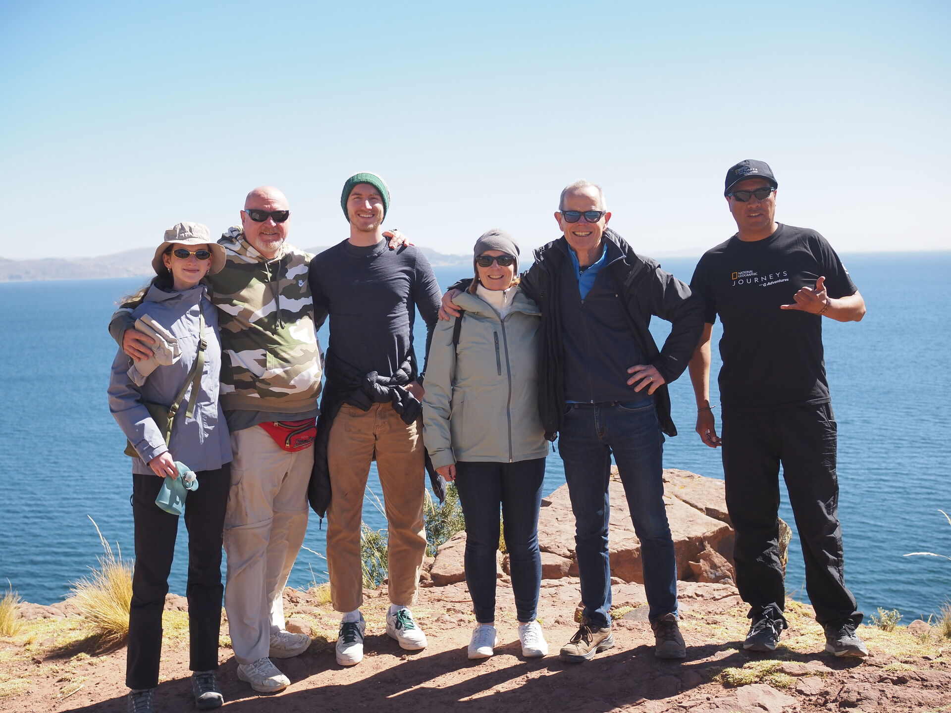 peru: group at Lake Titicaca